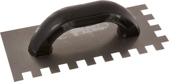Image of Economy Carbon Steel 9 in. x 4 in. Square Notch Trowel, 1/2 in. x 1/2 in. x 1/2 in.
