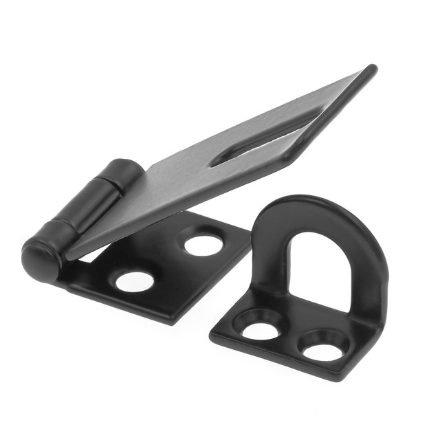 Image of 1-3/4 in. Safety Hasp Hinge Latch with Fixed Staple, Door &amp; Gate, Matte Black (Single Pack)