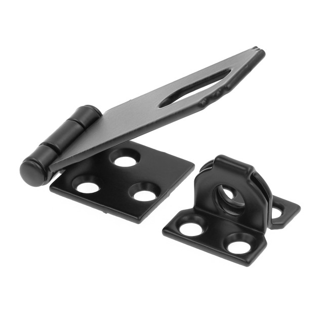 Image of 2-1/2 in. Safety Hasp Hinge Latch with Fixed Staple, Door &amp; Gate, Matte Black (Single Pack)