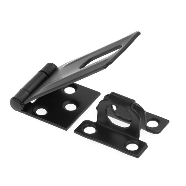 Image of 3-1/4 in. Safety Hasp Hinge Latch with Fixed Staple, Door &amp; Gate, Matte Black (Single Pack)