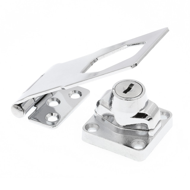 Image of 3-3/4 in. Safety Hasp Hinge Latch with Keyed Twist Knob Lock, Door &amp; Gate, Chrome Plated (Single Pack)