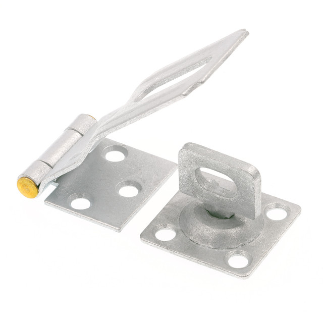 Image of 3-1/2 in. Safety Hasp Hinge Latch with Swivel Staple, Door &amp; Gate, Galvanized with Solid Brass Pin (Single Pack)