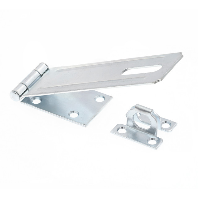 Image of 6 in. Safety Hasp Hinge Latch with Fixed Staple, Door &amp; Gate, Zinc Plated (Single Pack)