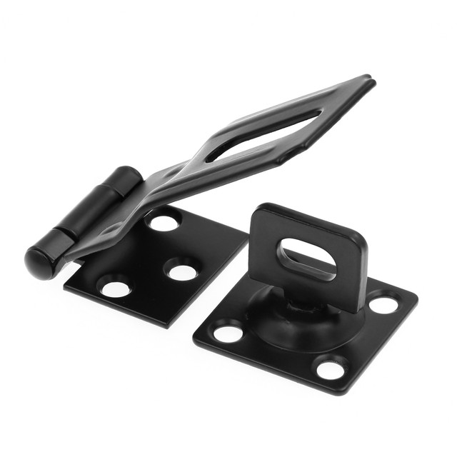 Image of 3-1/2 in. Safety Hasp Hinge Latch with Swivel Staple, Door &amp; Gate, Matte Black (Single Pack)