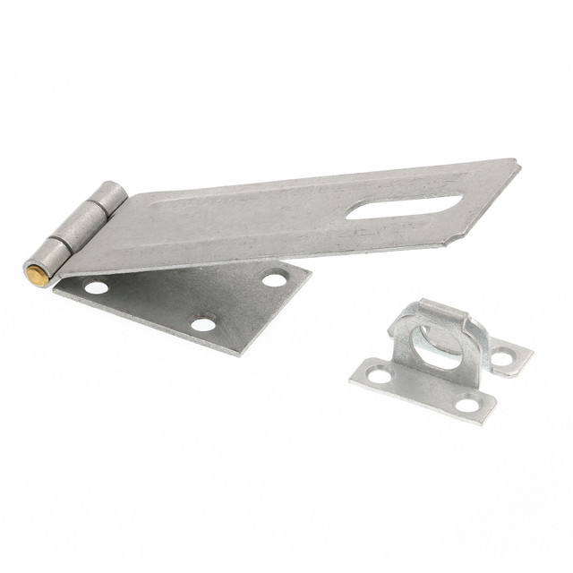Image of 6 in. Safety Hasp Hinge Latch with Fixed Staple, Door &amp; Gate, Galvanized with Solid Brass Pin (Single Pack)