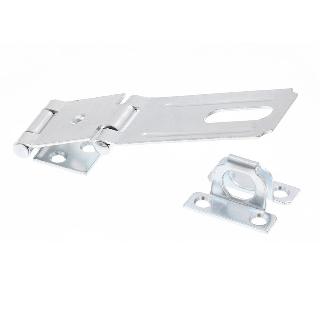 Image of 3-1/2 in. Double Safety Hasp Hinge Latch with Fixed Staple, Door &amp; Gate, Zinc Plated (Single Pack)