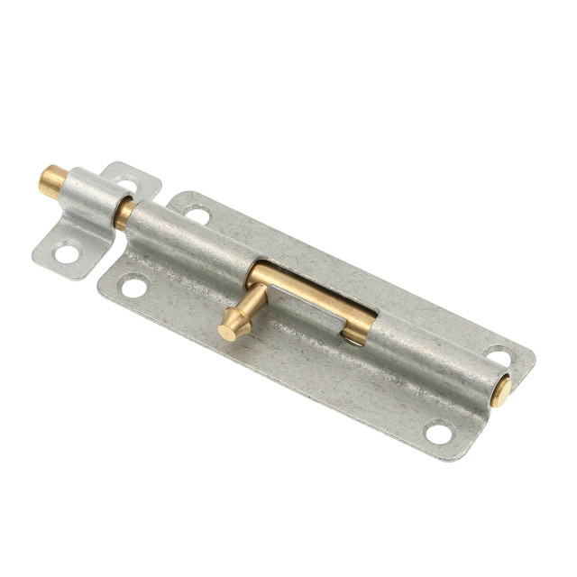 Image of 5 in. Slide Barrel Bolt Latch, Door &amp; Gate, Galvanized with Brass Bolt and Knob (Single Pack)