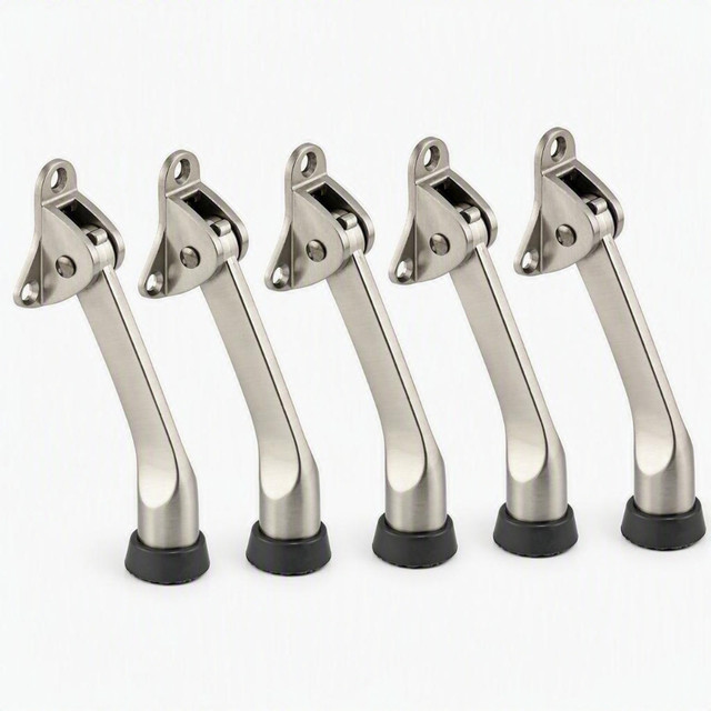 Image of Door Retainer, 3 Hole, spring-loaded, Satin Nickel (5 Pack)