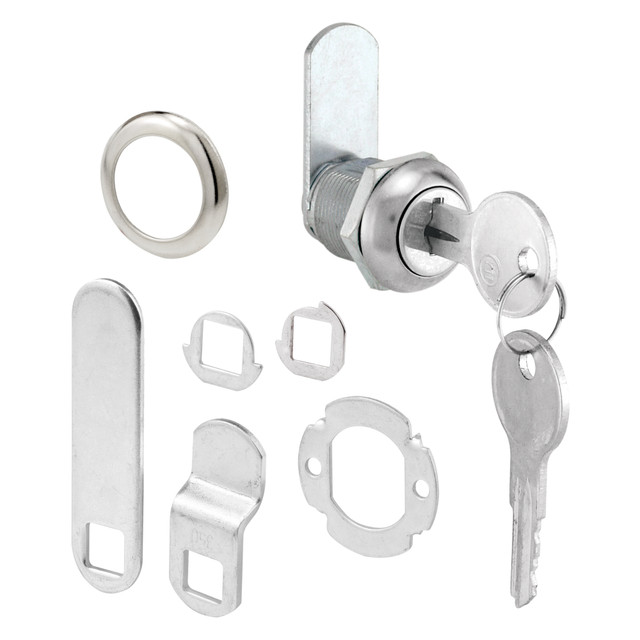 Image of Drawer and Cabinet Lock – Secure Important Files and Drawers, 5/8 In., Diecast, Fits on 5/16 In. Max Panel Thickness, Stainless Steel (1 Kit)