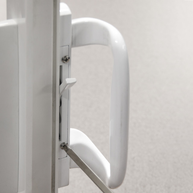 Image of 842860| Mortise Lock - Adjustable, Spring-Loaded Hook Latch Projection for Sliding Patio Doors Constructed of Wood, Aluminum and Vinyl, 3-11/16”, 45 Degree Keyway, Round Face