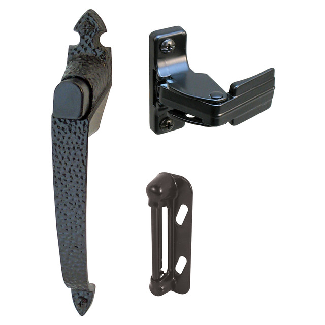 Image of 855975| Colonial Push Button Screen or Storm Door Latch, Black (Single Pack)