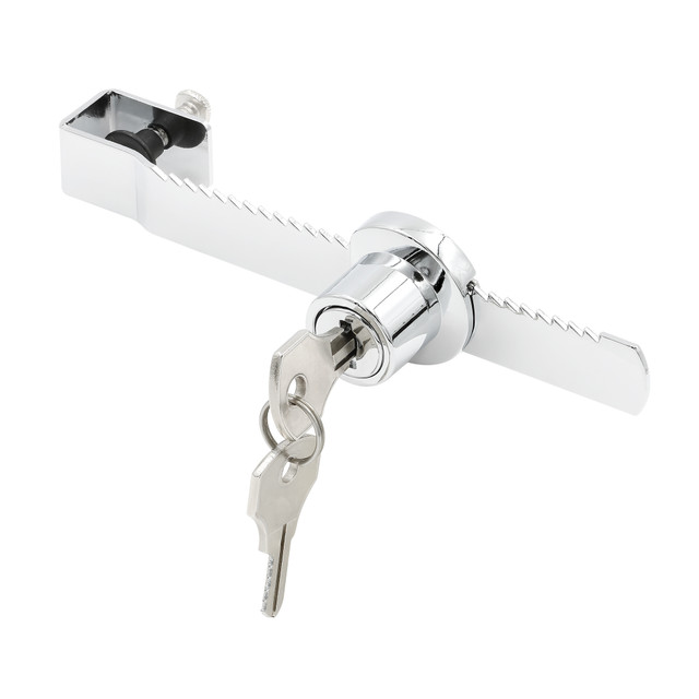 Image of Showcase Window Key Lock, 9/16 in. x 5-1/2 in., Steel, Chrome Plated, Fits 5/16 in. Glass Single Pack