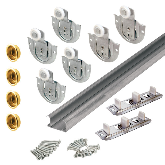 Image of Adjustable By-Pass Closet Track Kit for 3-Doors, 96 Inch, Brass-Plated, (1 Kit)