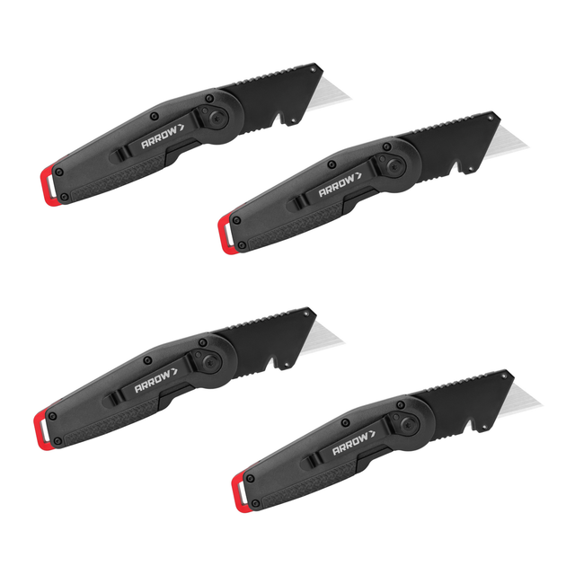 Image of Arrow Ergonomic Folding Utility Knife with Blade Storage, 4-Pack