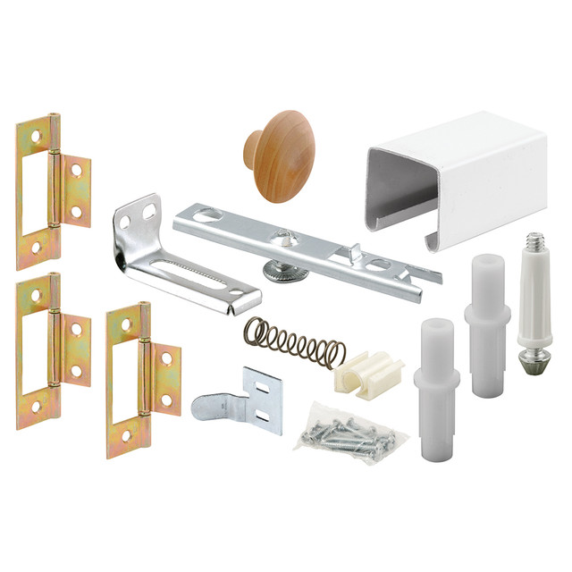 Image of Bi-Fold Closet Door Track Kit, Fits 30 in. Openings, Roll-Formed Steel Track, Painted White Finish (2-Panel Kit)