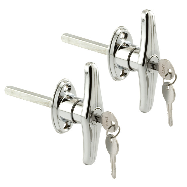 Image of T-Locking Handle, Keyed Alike, 5/16 in. Square Shaft, Chrome (2 Pack)