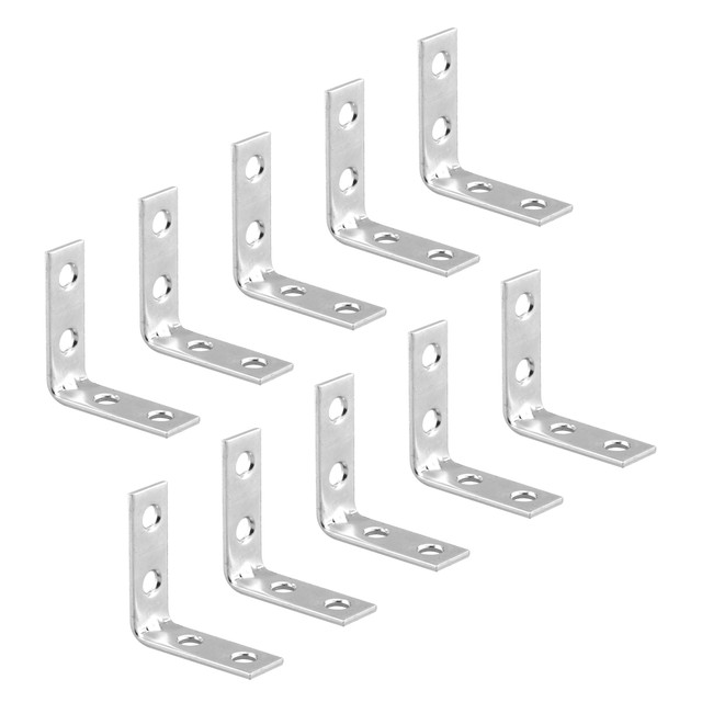 Image of Angle Corner, 1-1/2 in., Steel Construction, Zinc Plated, 4-Hole Bracket (10 Pack)