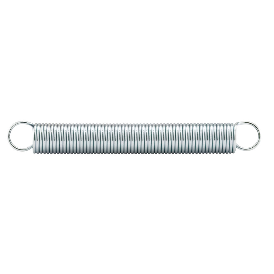 Extension Spring, Spring Steel Construction, Nickel-Plated Finish