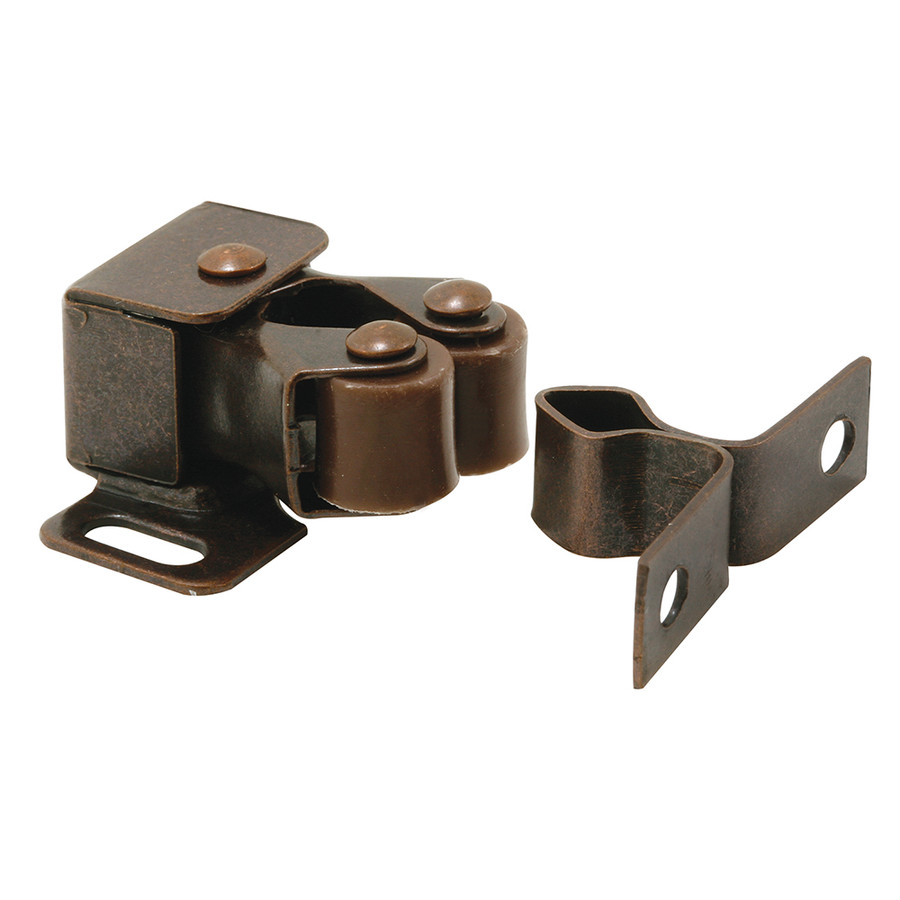 Door Catch, 11/4 in., Steel, Bronze, SpringLoaded, Double (5