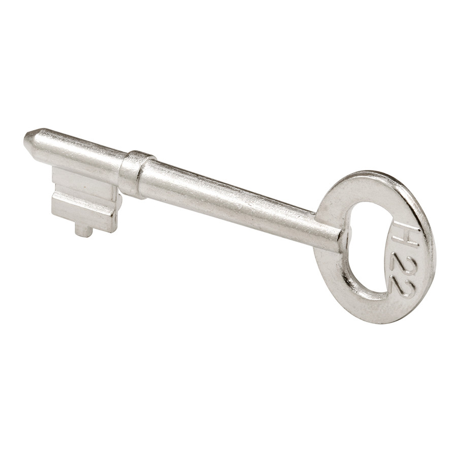Vintage Lock Bit Key, H-22 Key Number, Diecast, Zinc Plated