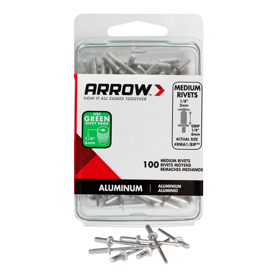 Arrow RMA1/8IP Medium Aluminum 1/8-Inch Pop Rivets, 20-Pack