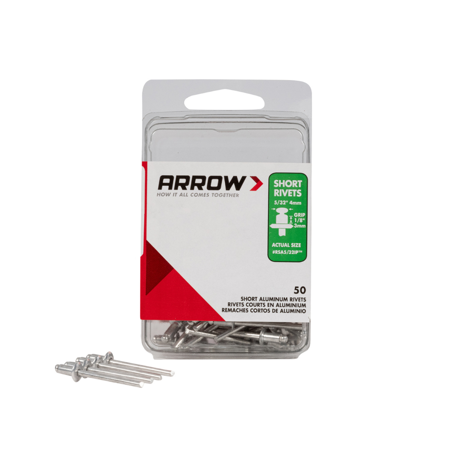 Arrow RSA5/32IP Short Aluminum 5/32-Inch Rivets, 50-Pack - Arrow Tool Group