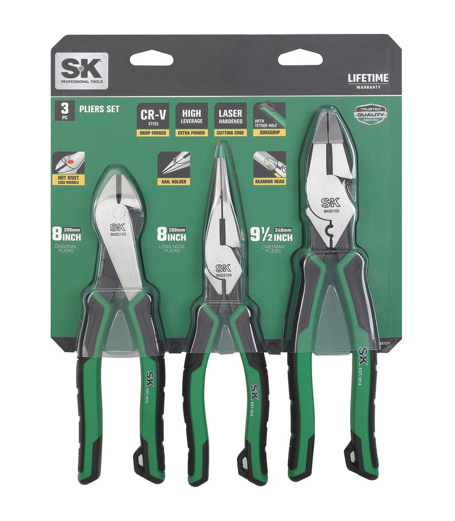 SK SK01326 3 Piece Plier Set - Arrow Tool Group