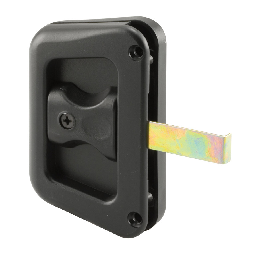 Black Plastic Hat Section Screen Door Handle and Latch (Single