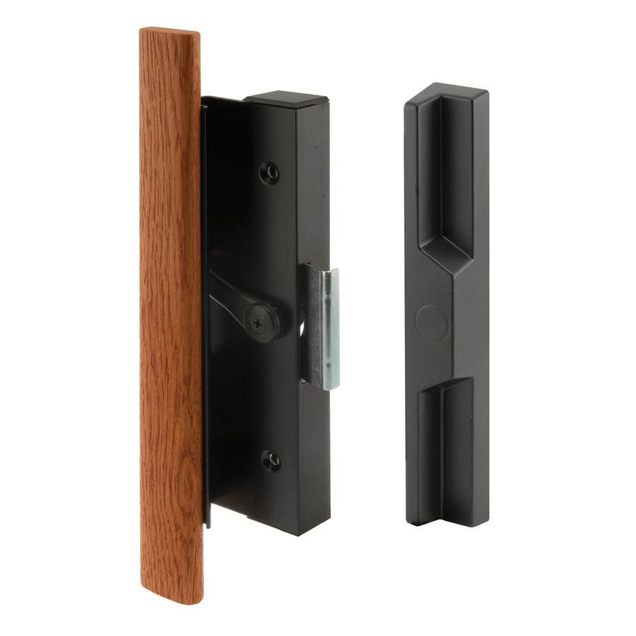 Black Diecast Sliding Door Handle with Wood Handle (Single Pack