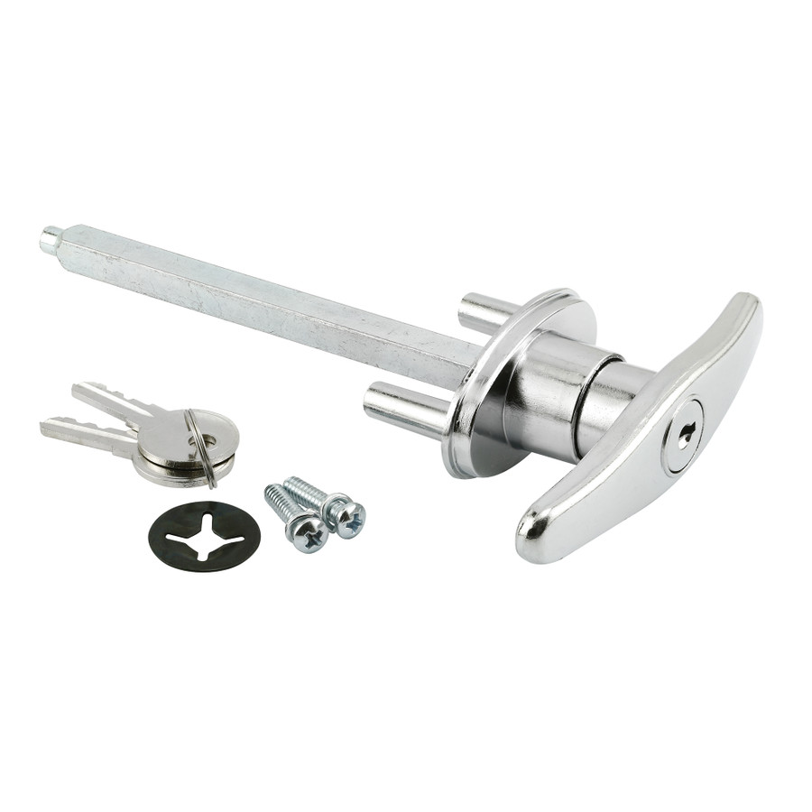Diecast Keyed T-Handle, 5/16 In. x 4-5/8 In. Square Shaft, Chrome