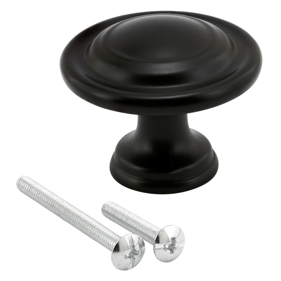 1-3/8 in. Bi-Fold Door Knobs, Matte Black Finish (Single Pack