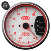 SAAS 95mm 3.75 Inch Tacho White Face Gauge Shift Light
