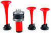 Air Horn - 3 x Horns 12V  Triple Tone - Red