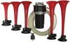 Musical Air Horn 12V Compressor 5 x Horns - Dixie Tone Red