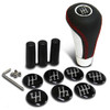 SAAS Leather Gear Knob Red Stitched Aluminium Insert With 8 Shift Patterns