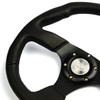 SAAS Steering Wheel Leather 14" ADR Black Flat Bottom
