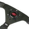 SAAS Sports Steering Wheel Leatherette 14" Black Spoke Red Euro Stitch