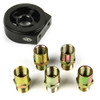 SAAS Oil Filter Sandwich Plate inc 5 Fittings Black Billet