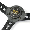 SAAS Sports Steering Wheel Suede SRD 14in DDish Black With Holes + Indicator