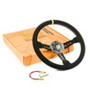 SAAS Sports Steering Wheel Suede SRD 14in DDish Black With Holes + Indicator