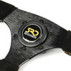 SAAS Sports Steering Wheel Suede SRD 14in Black Flat Bottom + Indicator
