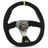 SAAS Sports Steering Wheel Suede SRD 14in Black Flat Bottom + Indicator