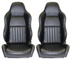 Autotecnica Classic High Back Pair 2 x Black Leather Car Bucket Seats