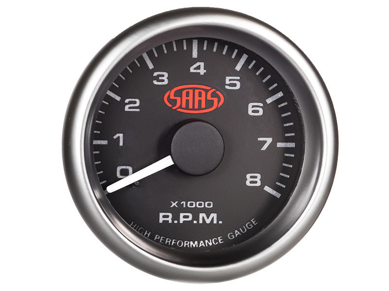 SAAS 52mm Tacho Black Face Gauge