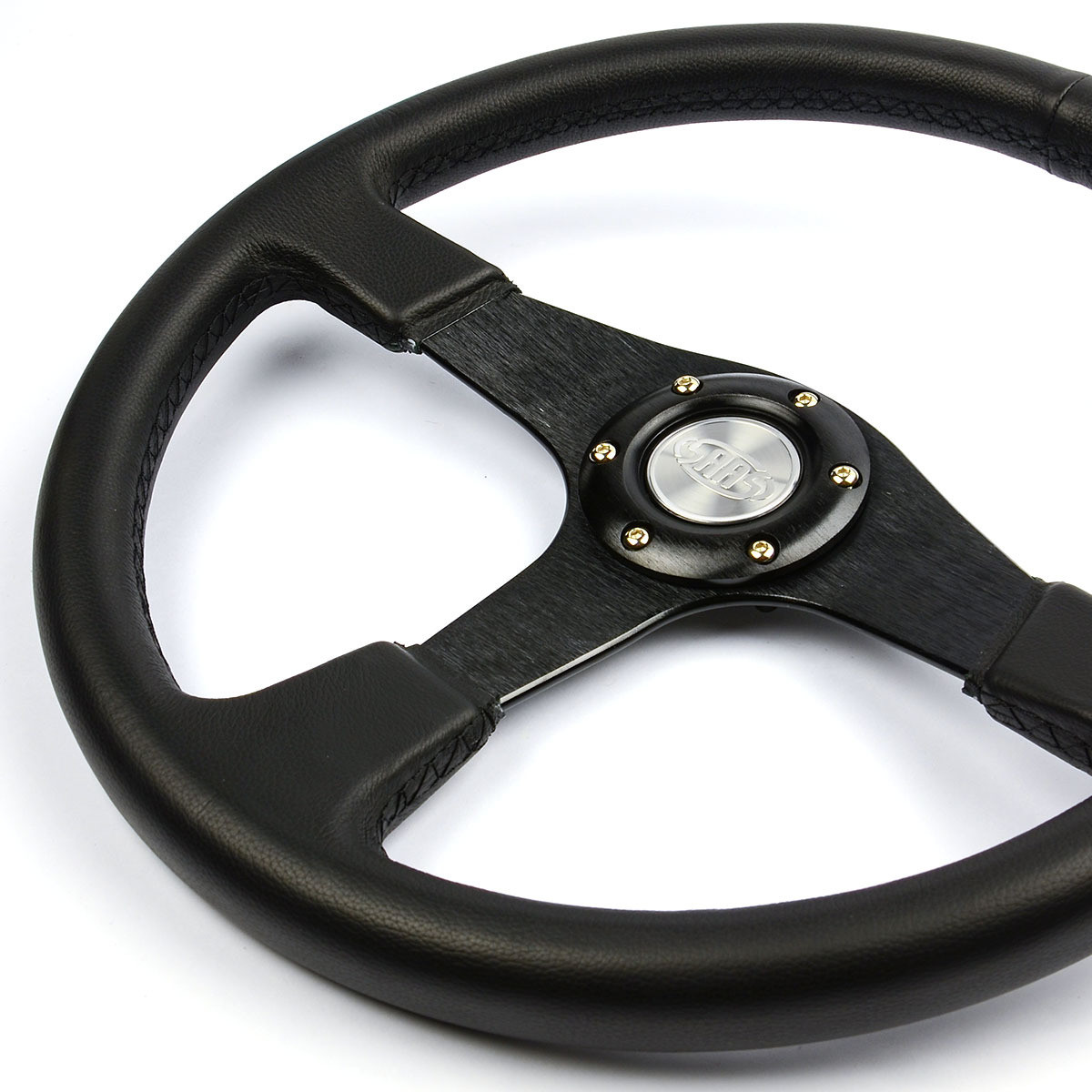 SAAS Sports Steering Wheel Leather 15 " ADR Octane Black Spoke