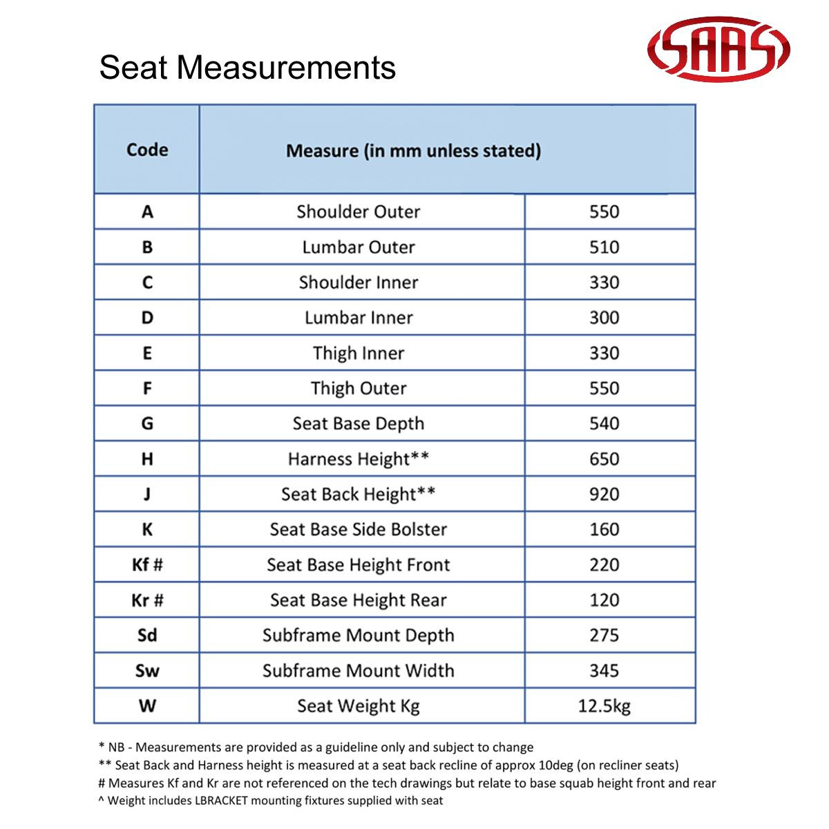 SAAS Kombat Racing Seat