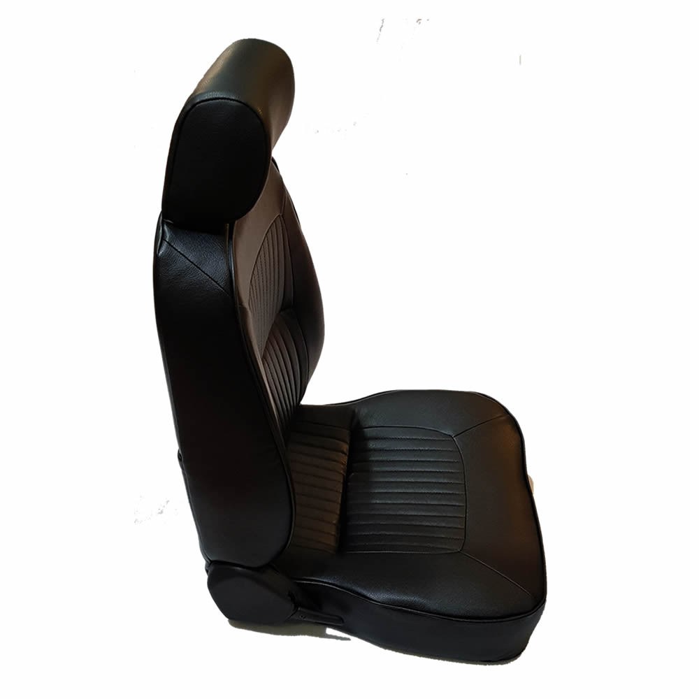 Autotecnica Deluxe Classic Pair 2 x Black Leather Car Bucket Seats