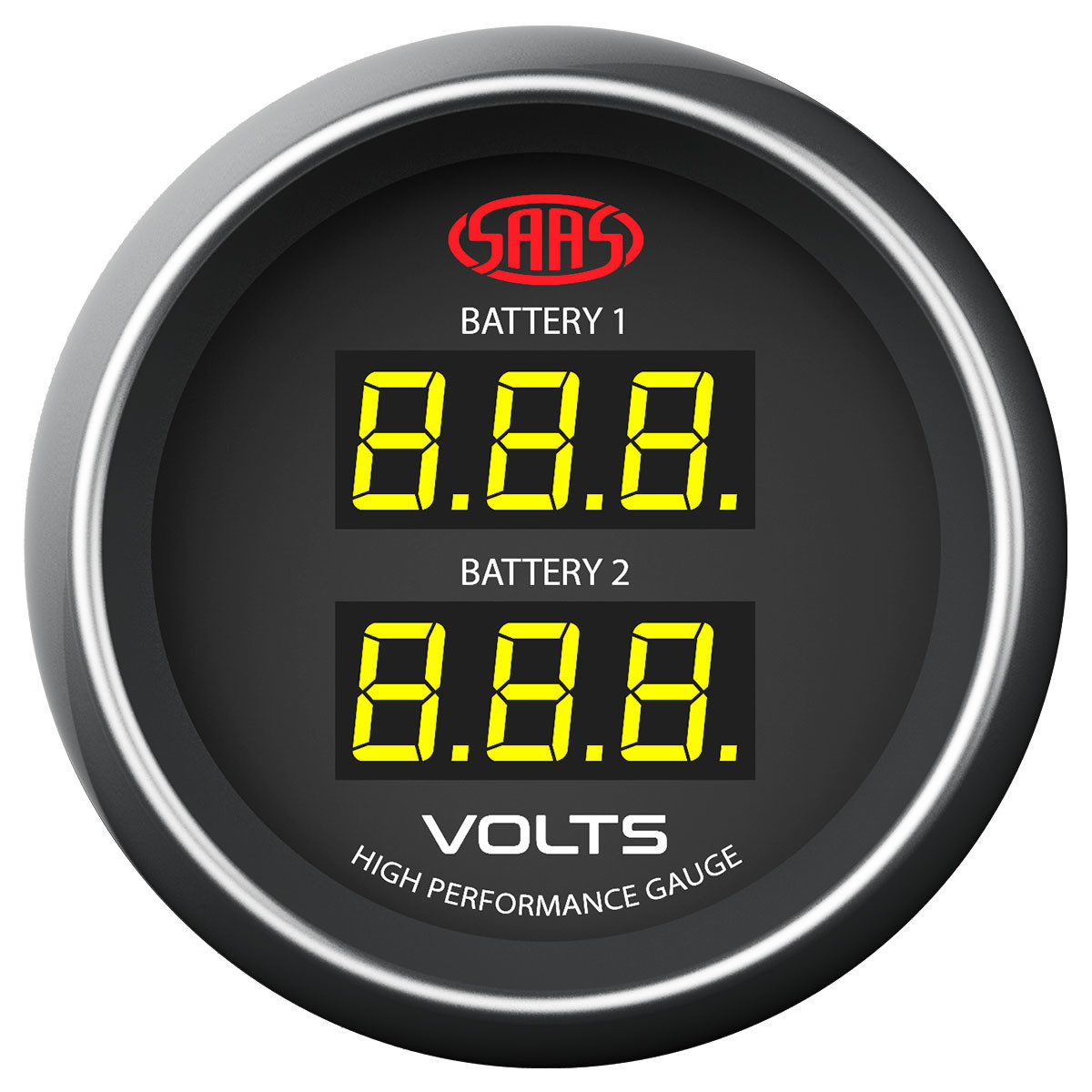 SAAS Dual Volt Gauge Black 52mm