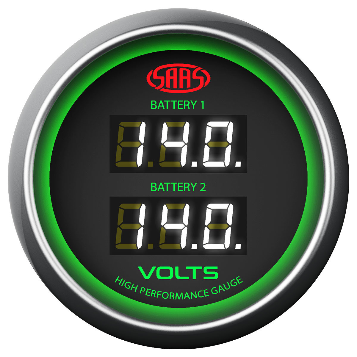 SAAS Dual Volt Gauge Black 52mm