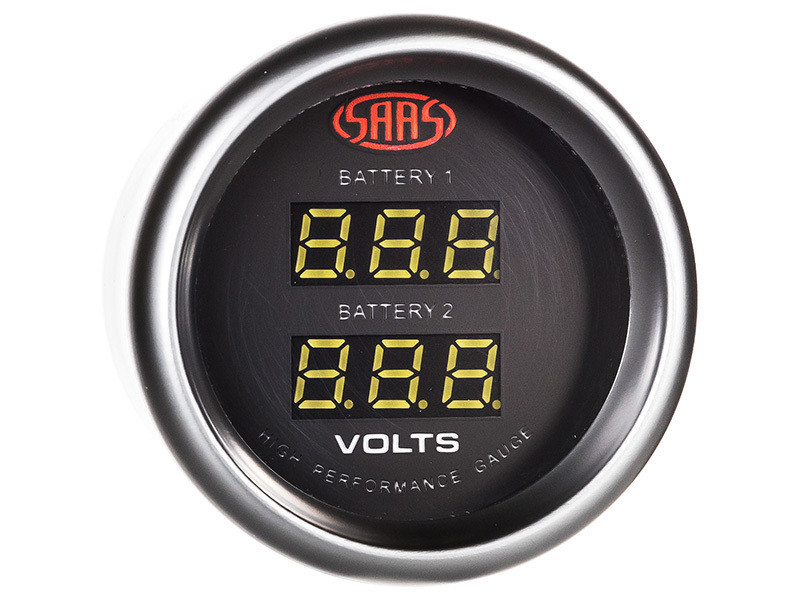 SAAS Dual Volt Gauge Black 52mm